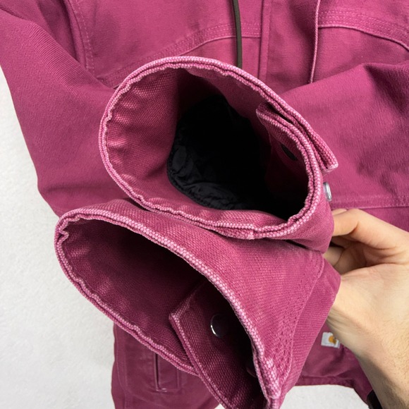 Carhartt Sandstone Berkley Jacket Sherpa Lined Women Medium 100657 654 Raspberry - Picture 10 of 16